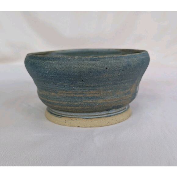 Studio pottery Small bowl signed Blue Matte Glaze Handmade Artisan 3" Tall - Picture 4 of 9